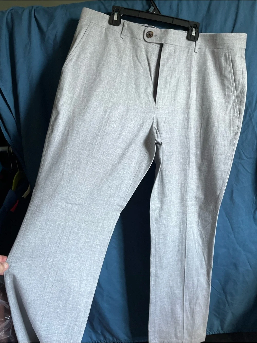 Tasso Elba Light Gray Flat-Front Dress Pants